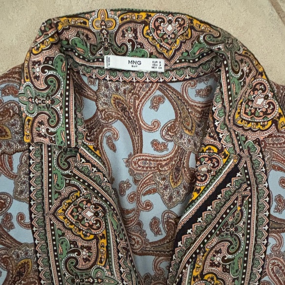 Mango MNG Suit Blue Paisley Top Shirt 4 Small - Picture 3 of 6